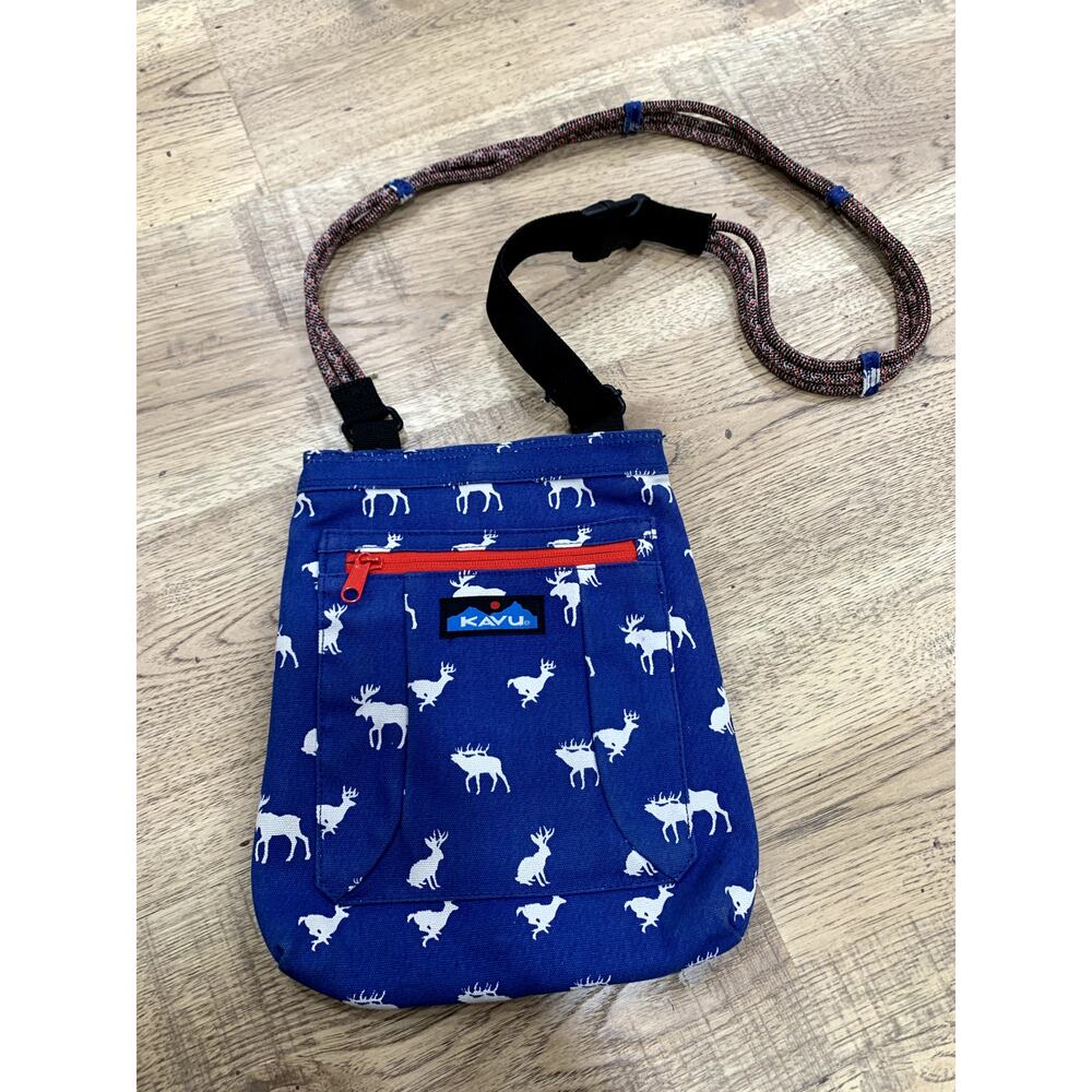 KAVU Crossbody Bag Blue Moose Print